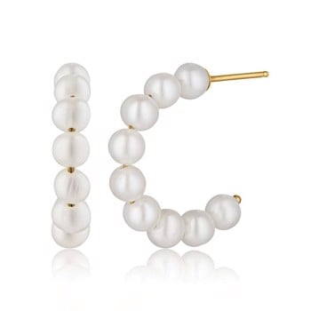 Feminin forgyldt creol med smukke perler fra Blicher Fuglsang